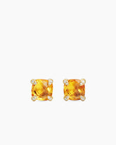 Chatelaine® Stud Earrings in 18K Yellow Gold with Citrine and Diamonds, 8mm